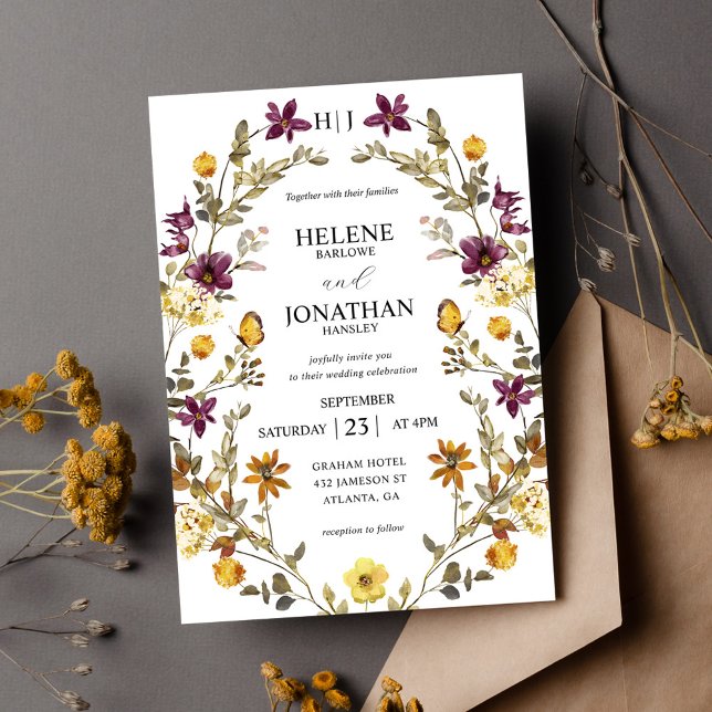 Wildflower Elegant Modern Floral Wedding Invitation (Wildflower Elegant Modern Floral Wedding Invitation)