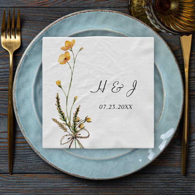 Wildflower Elegant Modern Rustic Garden Wedding Napkin (Wildflower Elegant Modern Rustic Garden Wedding Napkins)