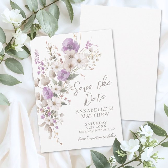 Wildflower Elegant Purple Floral Wedding Save The Date (Wildflower Elegant Purple Floral Wedding Save the Date)