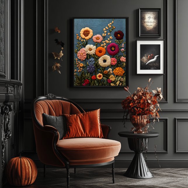 Wildflower Embroidery Style Vintage Botanical  Poster (Creator Uploaded)