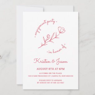 Wildflower Engagement Party Invitation in Rose