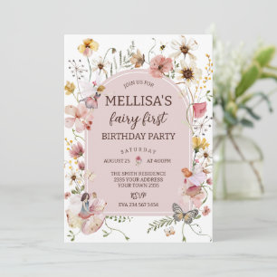 Wildflower Fairy 1st Birthday Princess Party Invitation