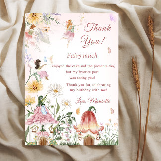 Wildflower Fairy Birthday Photo Thank You Card