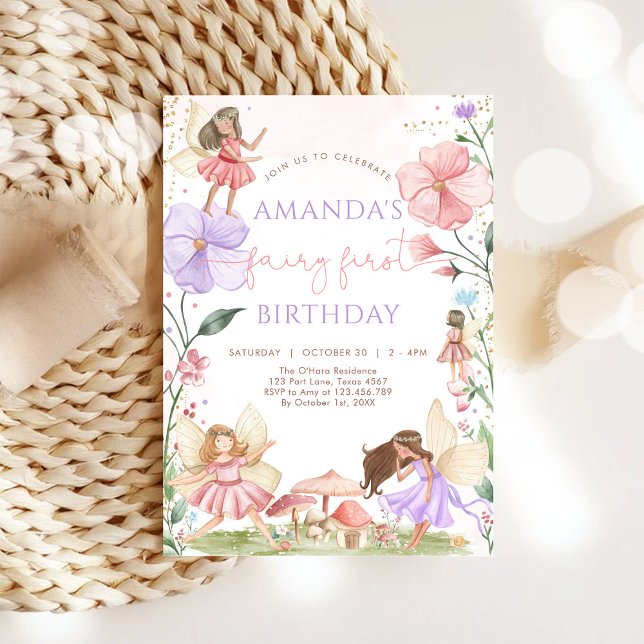 Wildflower Fairy First 1st Birthday Invitation (Creator Uploaded)