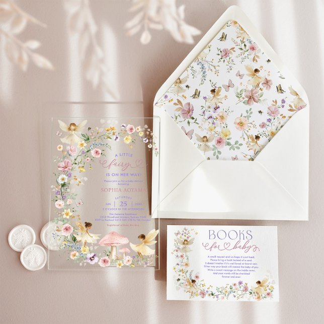 Wildflower Fairy Girl Baby Shower Acrylic Invitations (Creator Uploaded)