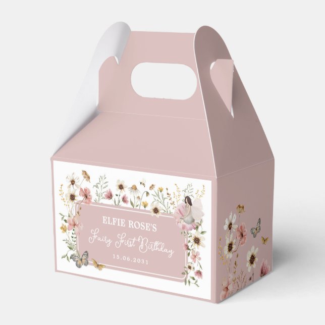 Wildflower Fairy Muted Blush Garden Tea Party Favour Box (Back Side)