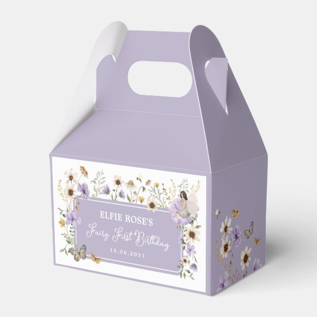 Wildflower Fairy Muted Purple Garden Tea Party Favour Box (Back Side)