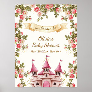 Wildflower Fairytale Castle Baby Shower Welcome  Poster