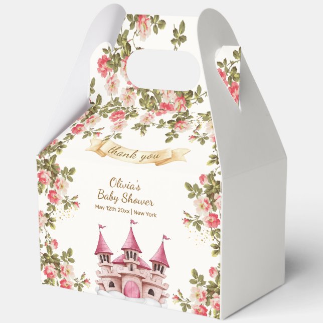 Wildflower Fairytale Princess Castle Baby Shower Favour Box (Front)