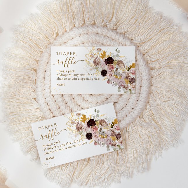 Wildflower Fall Elegant Baby Girl Shower diaper Enclosure Card (Creator Uploaded)