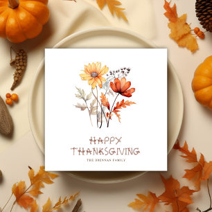 Wildflower Fall Elegant Rustic Thanksgiving Napkin