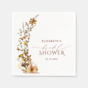 Wildflower Fall Floral Bridal Shower Napkin