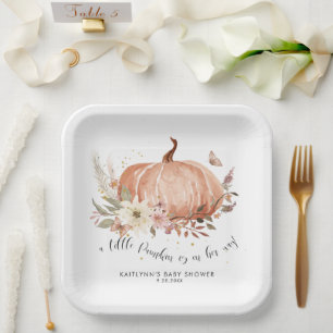 Wildflower Fall Floral Pumpkin Girl Baby Shower Paper Plate