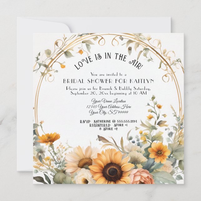 Wildflower Fall Flowers Sunflower Bridal Shower Invitation (Front)