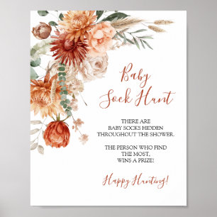 Wildflower Fall in Love Baby Shower Baby Sock Hunt Poster