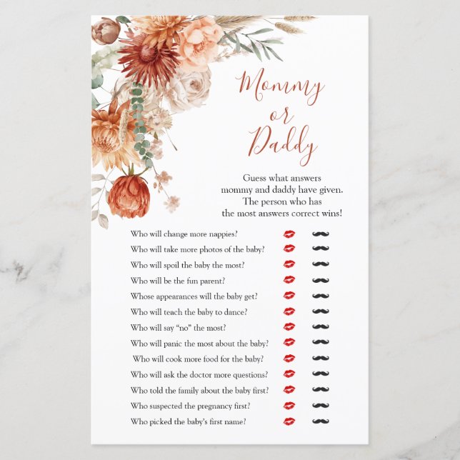 Wildflower Fall in Love Baby Shower Mummy or Daddy (Front)