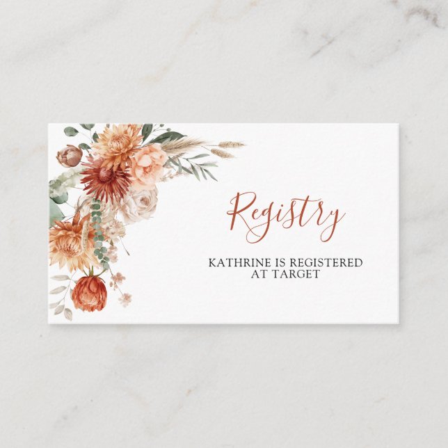 Wildflower Fall in Love Baby Shower Registry Enclosure Card (Front)