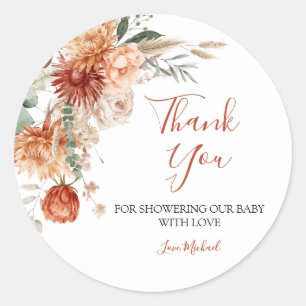 Wildflower Fall in Love Baby Shower Thank You Classic Round Sticker