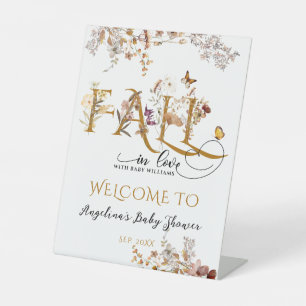 Wildflower Fall in Love Elegant Baby Shower welcom Pedestal Sign