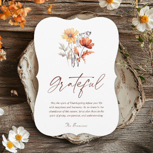 Wildflower Fall Rustic Elegant Thanksgiving Holiday Card