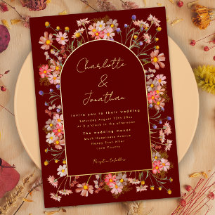 Wildflower Fall Wedding Burgundy Terracotta Gold