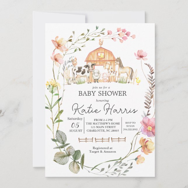 Wildflower Farm Baby Shower Invitation (Front)