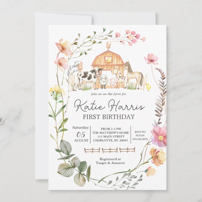 Wildflower Farm Birthday Invitation (Front)