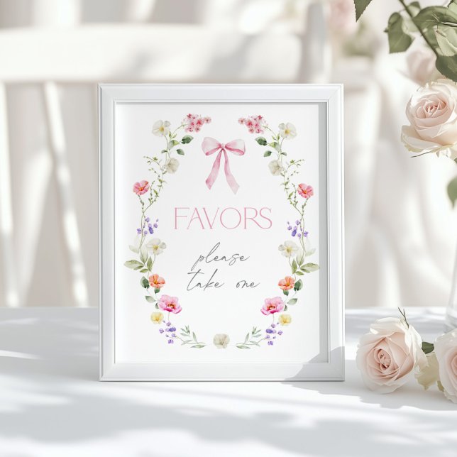 Wildflower Favours Baby in Bloom pink Bow Poster (Creator Uploaded)