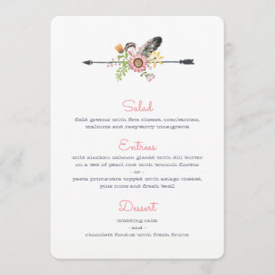 Wildflower Feathers and Arrow Menu