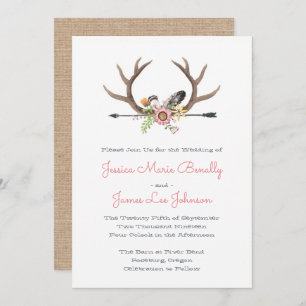 Wildflower Feathers and Arrow Wedding Invitation