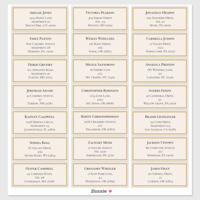 Wildflower Fern Beige Gold Wedding Guest Address (Sheet)