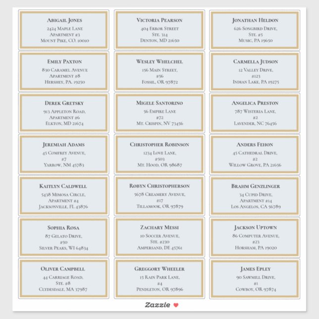 Wildflower Fern Dusty Blue Wedding Guest Address (Sheet)