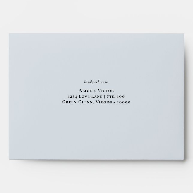 Wildflower Fern Dusty Blue Wedding Self-Addressed Envelope (Front)