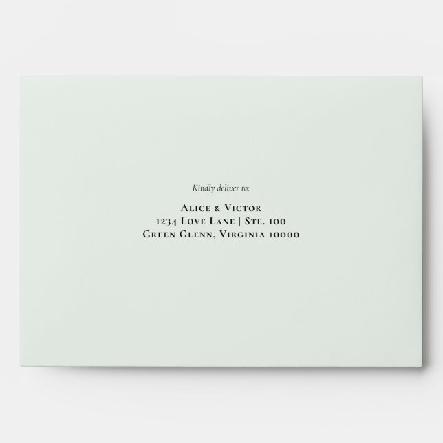 Wildflower Fern Mint Green Wedding Self-Addressed Envelope (Front)