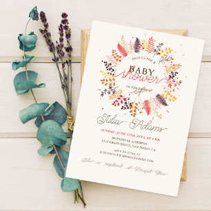 Wildflower Fern Mushroom Foliage Baby Shower Invitation