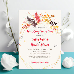 Wildflower Fern Mushroom Foliage Wedding Reception Invitation
