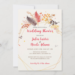 Wildflower Fern Mushroom Foliage Wedding Shower Invitation