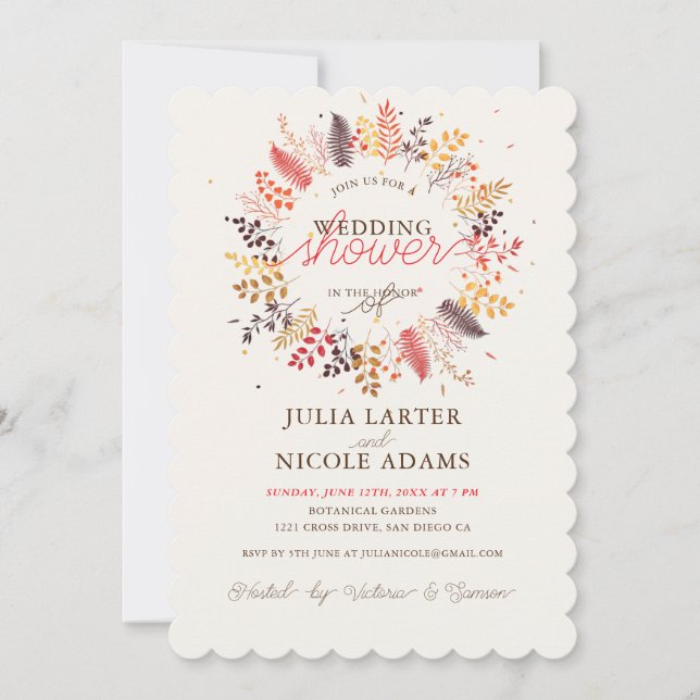 Wildflower Fern Mushroom Foliage Wedding Shower Invitation (Front)