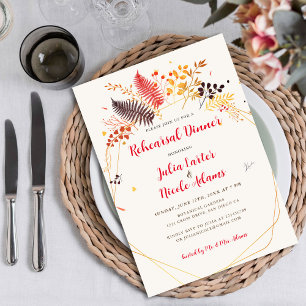 Wildflower Fern Mushrooms Foliage Rehearsal Dinner Invitation