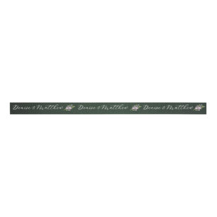 Wildflower & Fern on Forest Green Grosgrain Ribbon