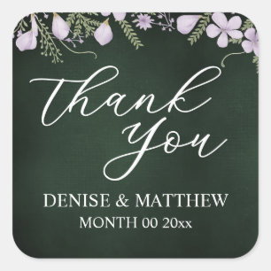 Wildflower & Fern on Forest Green Square Sticker