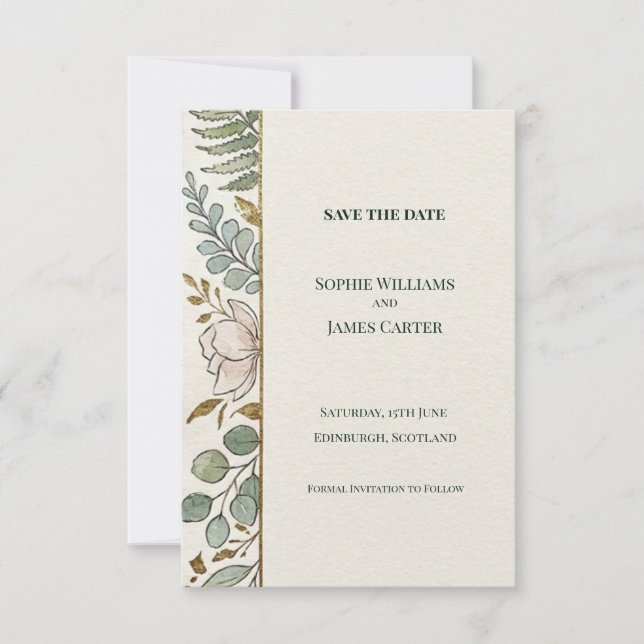 Wildflower Fern Save The Date Card (Front)
