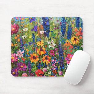 Wildflower field Acrylic painting Mouse Mat