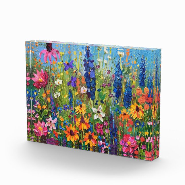 Wildflower field Acrylic painting Photo Block (Right)