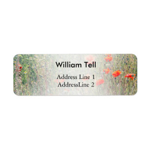 Wildflower Field and Red Poppies Blooming