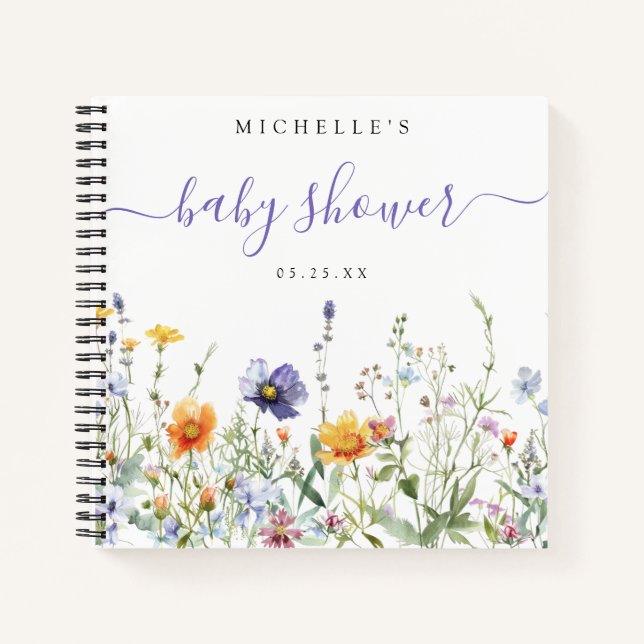 Wildflower Field Baby Shower Guest Book (Front)