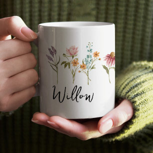 Wildflower Field Boho Personalised Mug with Name