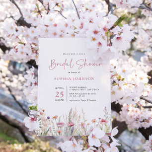 Wildflower Field Bridal Shower Watercolor Spring Invitation