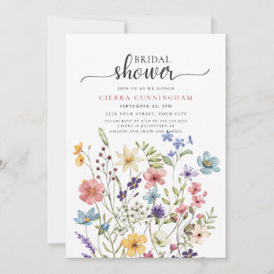 Wildflower Field Floral Bridal Shower Invitation