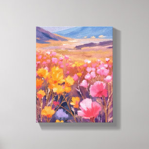 Wildflower Field   Floral Landscape Painting Canvas Print